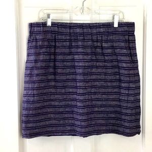 Loft 100% Linen Blue Striped Pull On Skirt Size L